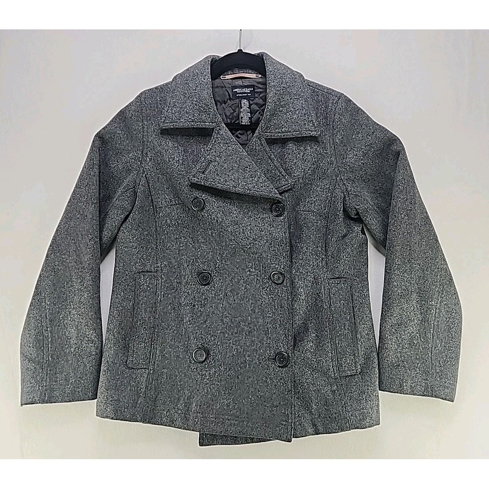 American‎ Eagle Outfitters Womens Gray Wool Blend Peacoat Size Med Lined